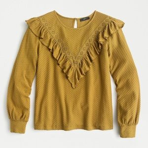 J. Crew Honeycomb Ruffle Trim Blouse Size Medium